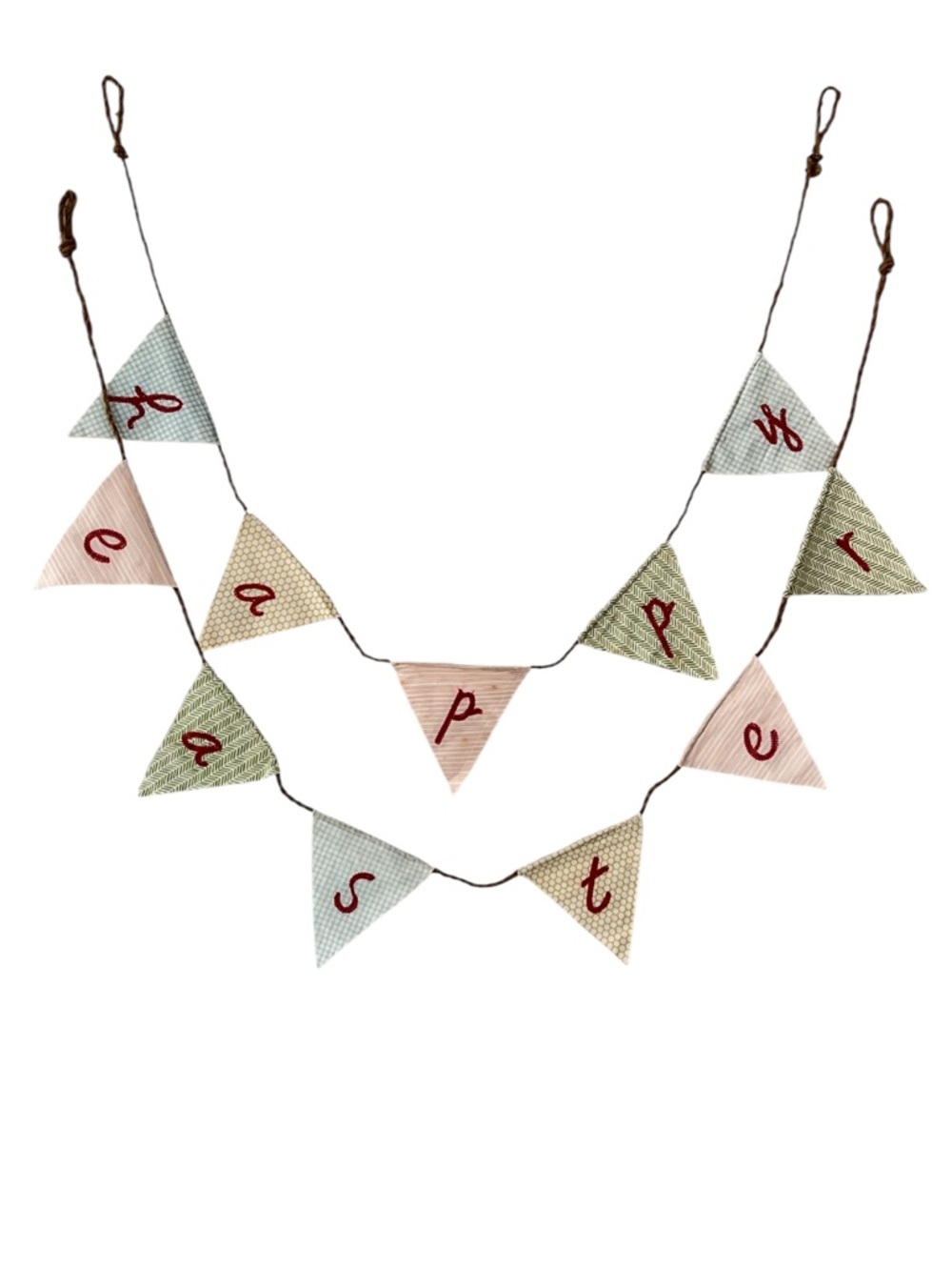 Happy Easter Fabric Flag Banner Rustic Twine Embroidered Letters Spring Decor